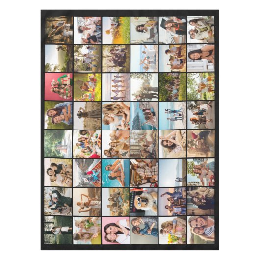 シンプルモダンパーソナライズされた48写真コラージュ テーブルクロス (正面)