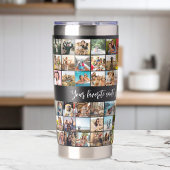 シンプルモダンパーソナライズされた72写真コラージュ 保温保冷タンブラー