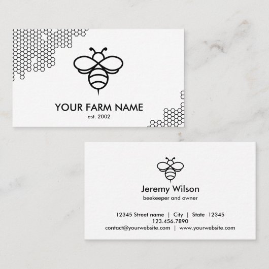 シンプルモダンビーキーパーアピアリストビーファームハニー 名刺 (正面/裏面)