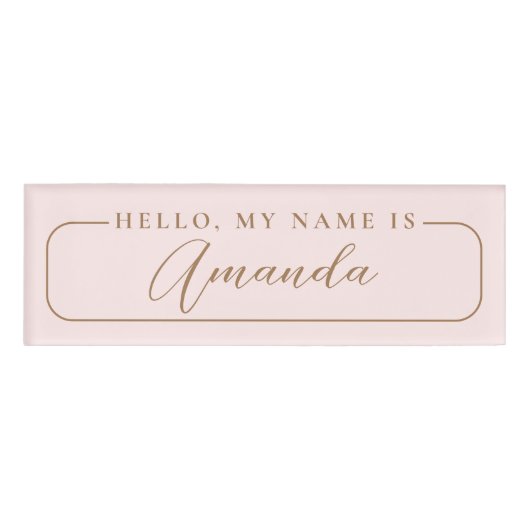 シンプルモダンピンクのエレガントな空白の結婚式 名札 (正面)