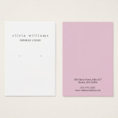 シンプルモダンピンクイヤリング表示カード (正面&裏面)