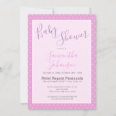 シンプルモダンピンクスターパターン赤ちゃんシャワー 招待状 (正面)