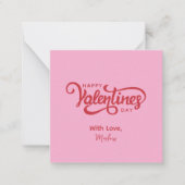 シンプルモダンピンクハッピーバレンタインデー ノートカード (正面)