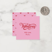 シンプルモダンピンクハッピーバレンタインデー ノートカード (正面/裏面インサイチュ)