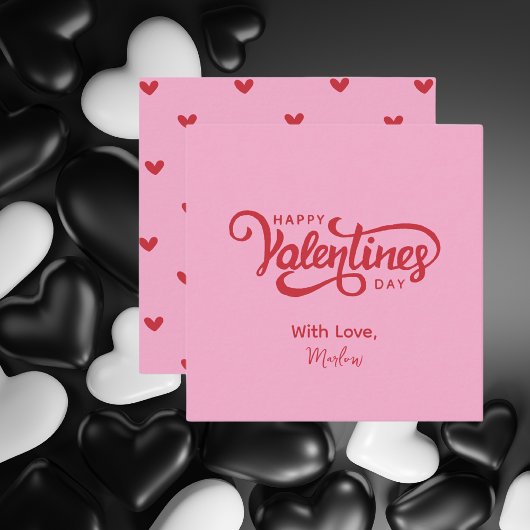 シンプルモダンピンクハッピーバレンタインデー ノートカード