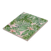 シンプルモダンピンクパームリーフトロピカルフローラ タイル (側面)