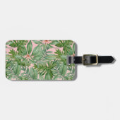 シンプルモダンピンクパームリーフトロピカルフローラ ラゲッジタグ (正面横)