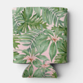 シンプルモダンピンクパームリーフトロピカルフローラ 缶クーラー (裏面)