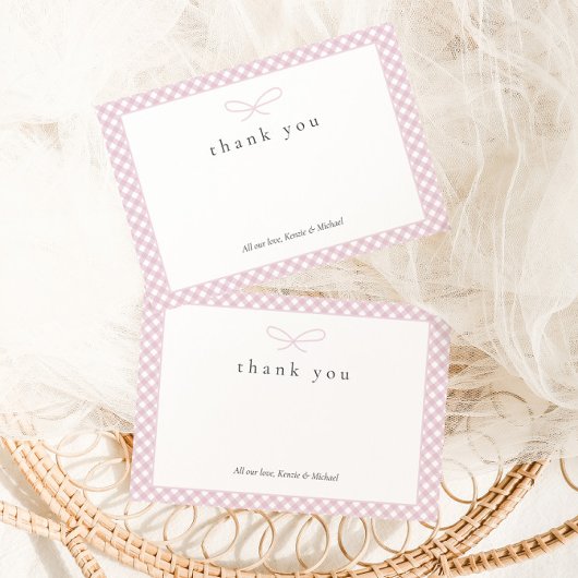 シンプルモダンピンクプライド弓 サンキューカード