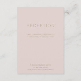 シンプルモダンピンクベージュウェディングレセプションカード 招待状