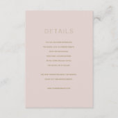 シンプルモダンピンクベージュ結婚の詳細カード エンクロージャーカード (正面)