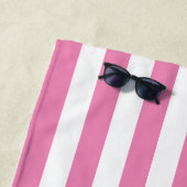 シンプルモダンピンクホワイトストライプレンズモノグラム ビーチタオル (インサイチュ)