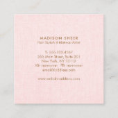 シンプルモダンピンクリネン美しいサロン スクエア名刺 (裏面)