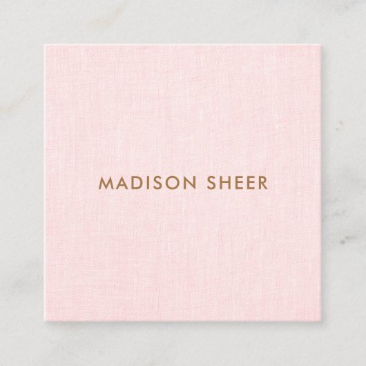 シンプルモダンピンクリネン美しいサロン スクエア名刺 (正面)