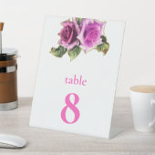 シンプルモダンピンクローズ結婚のテーブル番号 台座サイン (インサイチュ)