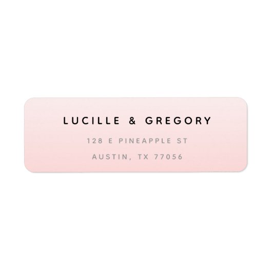 シンプルモダンピンク勾配差出人住所 ラベル (正面)