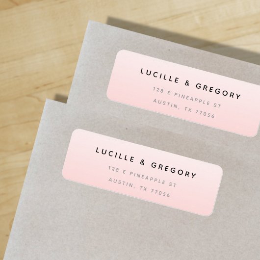 シンプルモダンピンク勾配差出人住所 ラベル