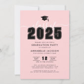 シンプルモダンピンク卒業パーティー 招待状 (正面)
