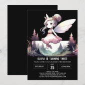 シンプルモダンフェアリー誕生日 招待状 (正面/裏面)