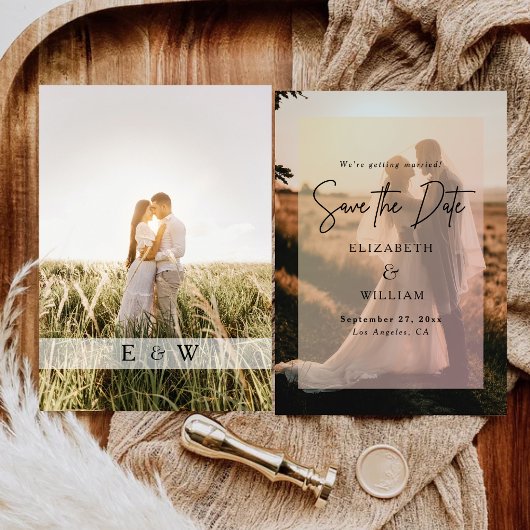 シンプルモダンフォトオーバーレイ結婚式 招待状