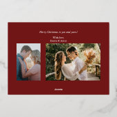 シンプルモダンフォトゴールドフォイル弓ホリデーカード 箔シーズンカード (裏面)