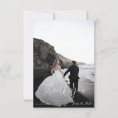 シンプルモダンフォトスクリプト結婚フレーム サンキューカード (正面)