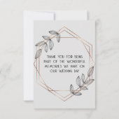 シンプルモダンフォトスクリプト結婚フレーム サンキューカード (裏面)