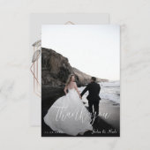 シンプルモダンフォトスクリプト結婚フレーム サンキューカード (正面/裏面)