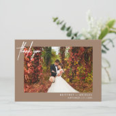シンプルモダンフォトタ結婚ン サンキューカード (スタンド正面)