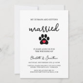 シンプルモダンフォトドッグラバーペット結婚ズ 招待状 (正面)