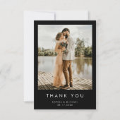 シンプルモダンフォトブラ結婚ック サンキューカード (正面)