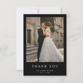 シンプルモダンフォトブラ結婚ック サンキューカード (正面)