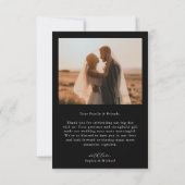 シンプルモダンフォトブラ結婚ック サンキューカード (裏面)