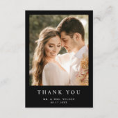 シンプルモダンフォトブラ結婚ック サンキューカード (正面)