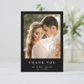 シンプルモダンフォトブラ結婚ック サンキューカード (スタンド正面)