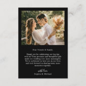 シンプルモダンフォトブラ結婚ック サンキューカード (裏面)