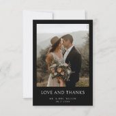 シンプルモダンフォトブラ結婚ック サンキューカード (正面)