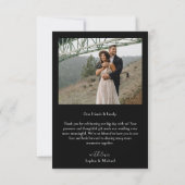 シンプルモダンフォトブラ結婚ック サンキューカード (裏面)