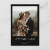 シンプルモダンフォトブラ結婚ック サンキューカード (正面)