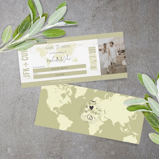 シンプルモダンフォトボーディングパス先 招待状