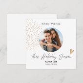 シンプルモダンフォト金ゴールドハート休日 シーズンカード (正面/裏面)