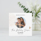 シンプルモダンフォト金ゴールドハート休日 シーズンカード (スタンド正面)