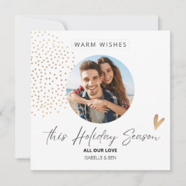 シンプルモダンフォト金ゴールドハート休日 シーズンカード