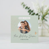 シンプルモダンフォト金ゴールドハート休日 シーズンカード (スタンド正面)