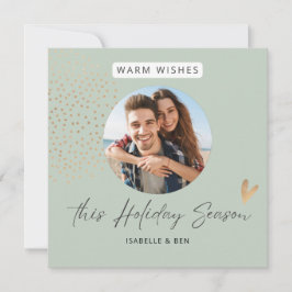 シンプルモダンフォト金ゴールドハート休日 シーズンカード