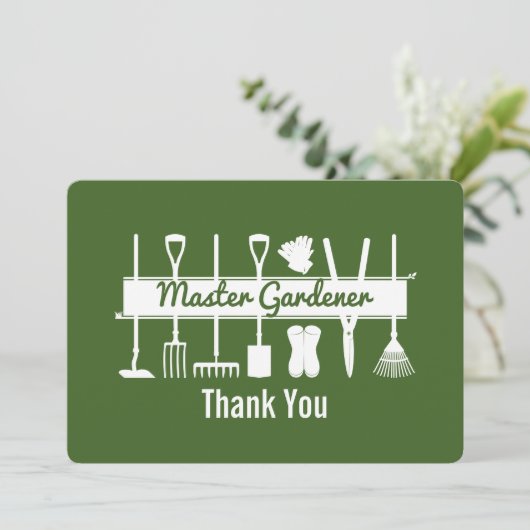 シンプルモダンフォレストグリーンマスターガーデナー サンキューカード (スタンド正面)