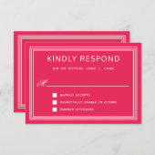 シンプルモダンフレはっきりしたームピンクRSVP 出欠カード (正面/裏面)