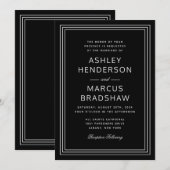 シンプルモダンフレエレガントーム結婚ブラック 招待状 (正面/裏面)