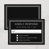 シンプルモダンフレエレガントーム黒RSVP 出欠カード (正面/裏面)