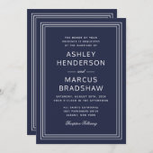 シンプルモダンフレエレガントー結婚ム 招待状 (正面/裏面)